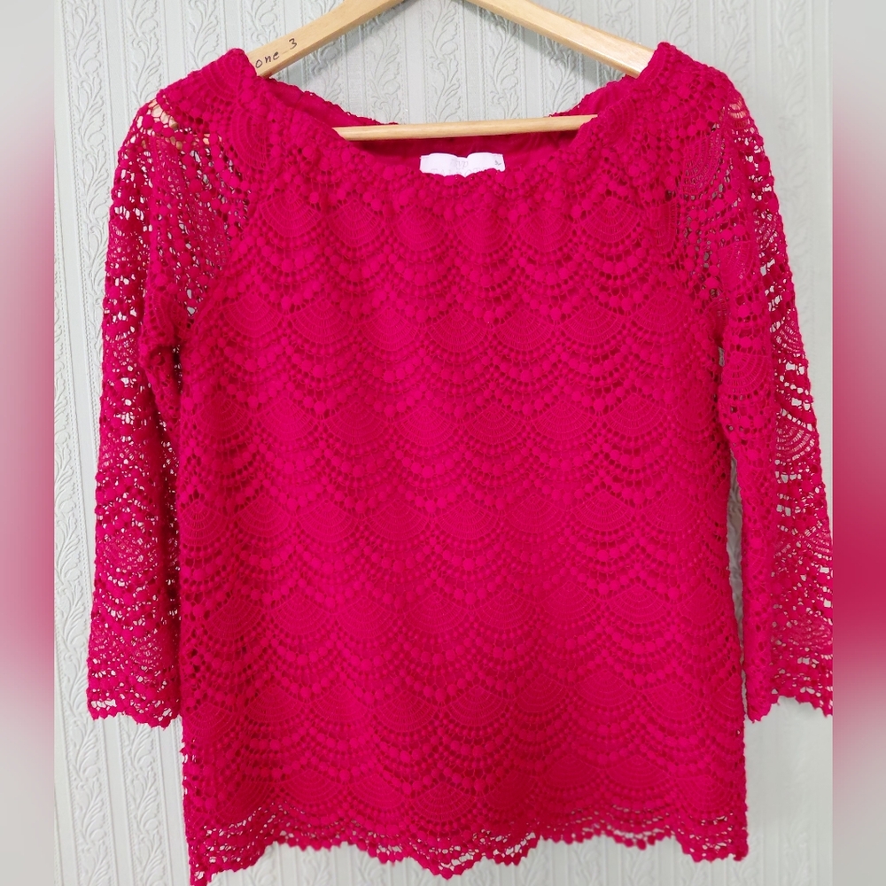 TALBOTS RSVP Elegant Lace Women's Top in Red Size P